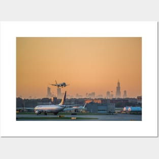 Landin at O'Hare Sunrise Skyline Posters and Art